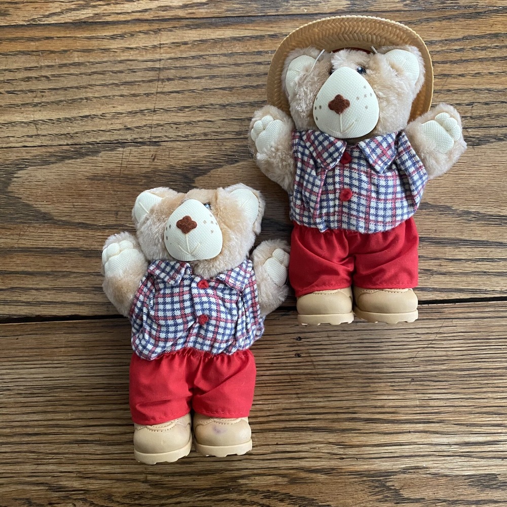 Vintage Furskins Boone 1986 Small Teddy Bear Plush Stuffed Animal (Lot‎ of 2)